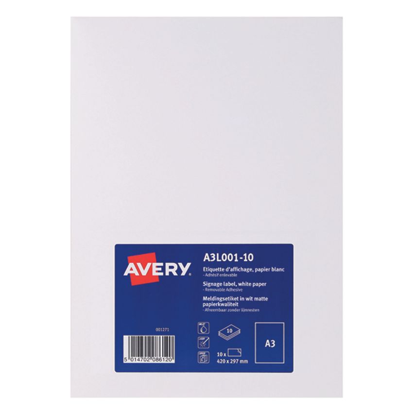 Avery Standard Display Labels A3 (Pack of 10) A3L001-10