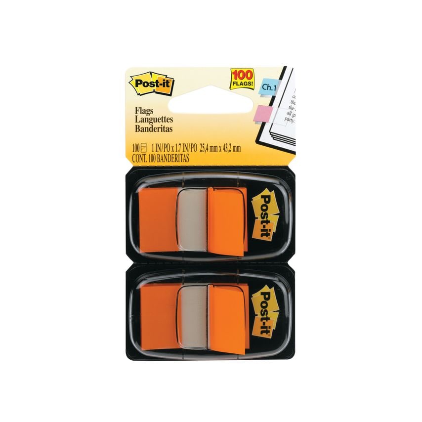 Post-it Index Medium Tabs Pack of 100 Tabs, Orange