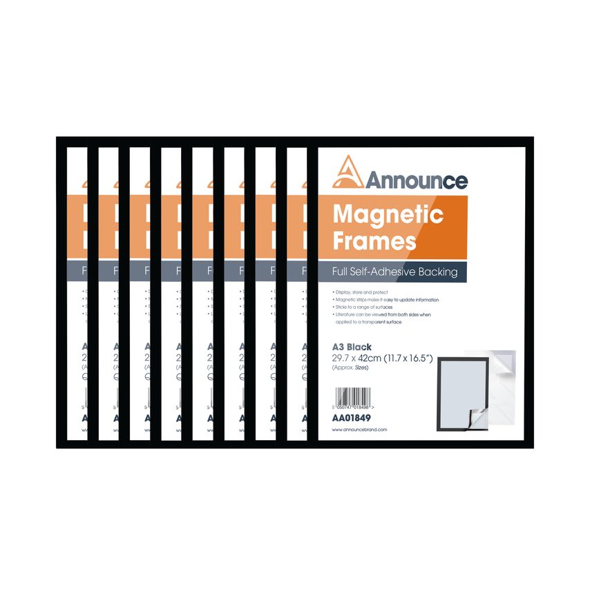 Announce Magnetic Frame A3 Black (Pack of 10) - AA01851