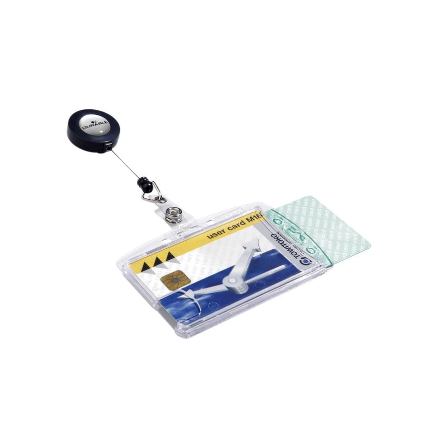 Durable Duo Security Pass Holder with Badge Reel Transparent (Pack of 10) 8224/1 - Picture 1 of 1