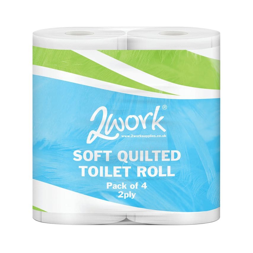 2Work Luxury 2-Ply Quilted Toilet Roll 200 Sheets, Pack of 40 DQ4PK