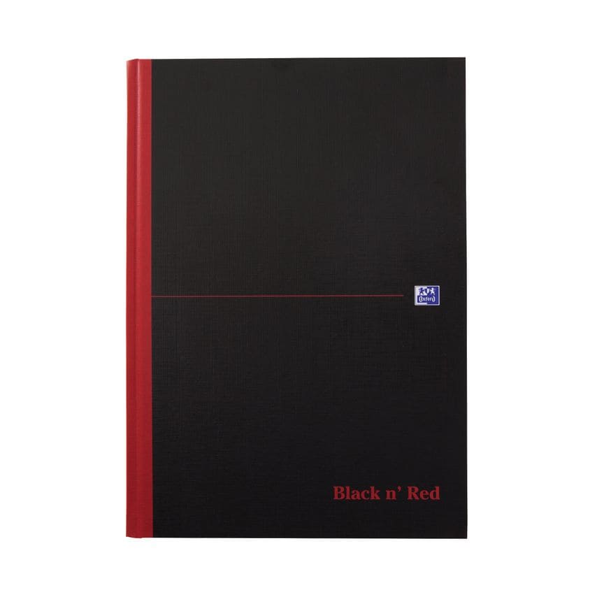 Black N Red Feint Ruled Casebound Hardback Notebook Ruled A4 (Pack of 5) 1000804