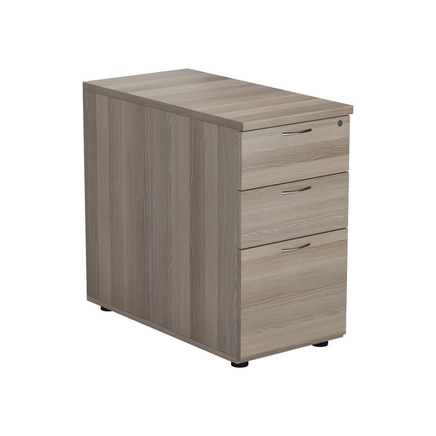 Jemini Grey Oak 3 Drawer Desk High Pedestal D800 - KF78951