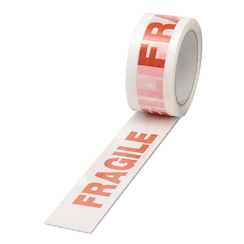 Value Product Polypropylene Tape Printed Fragile 50mmx66m White Red (Pack of 6)