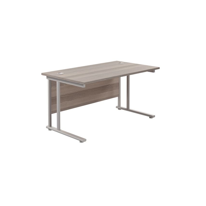 Jemini Cantilever Rectangular Desk 1200X800mm Grey Oak/Silver - KF806813
