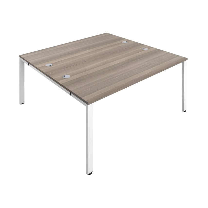 Jemini 2 Person Bench Desk 1200X800mm Grey Oak/White - KF808671