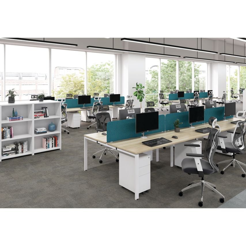 Jemini 2 Person Bench Desk 1600X800mm Grey Oak/White - KF809395