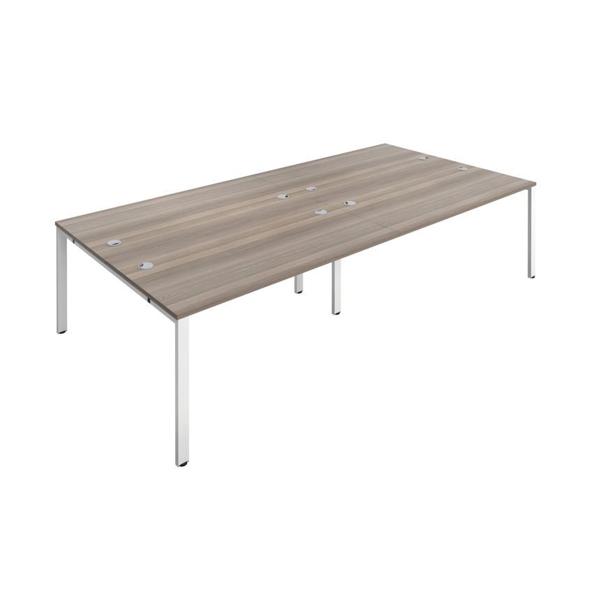 Jemini 4 Person Bench Desk 1600X800mm Grey Oak/White - KF809456