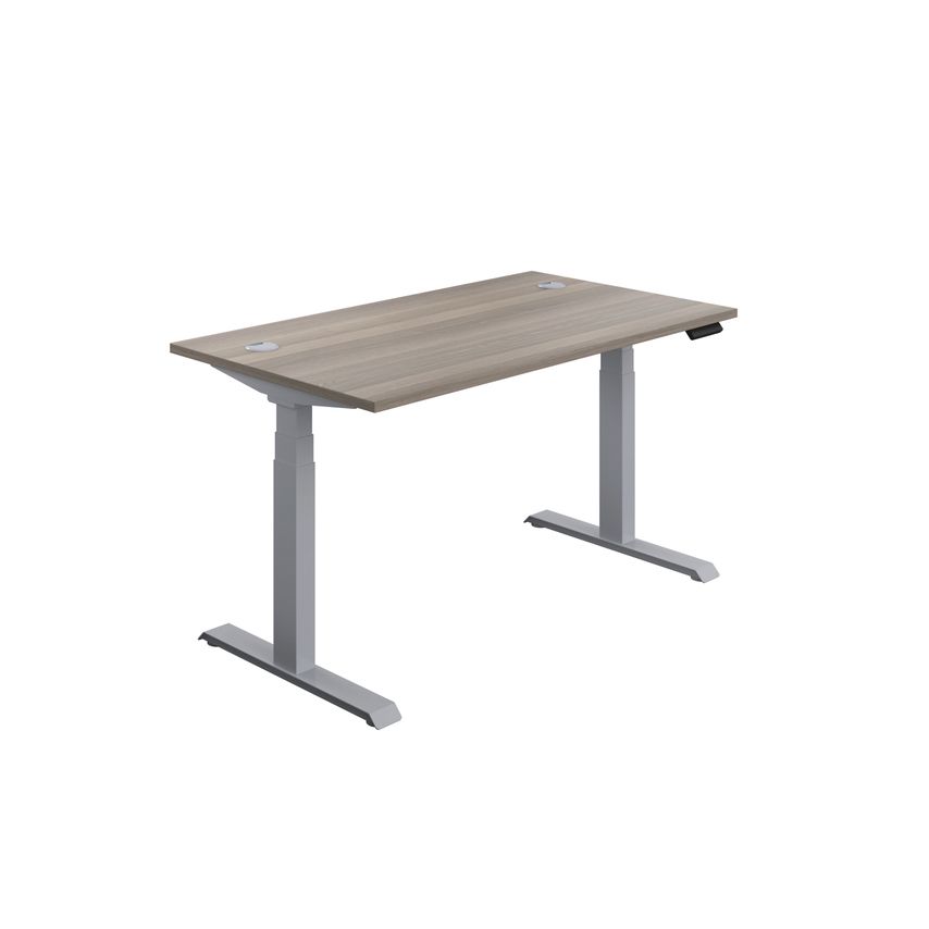 Jemini Sit Stand Desk 1400X800mm Grey Oak/Silver - KF809821