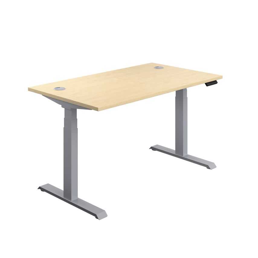 Jemini Sit Stand Desk 1400X800mm Maple/Silver - KF809838