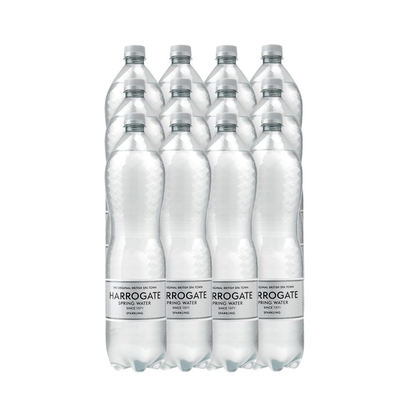 Harrogate Spring Bottled Water Sparkling 1.5L PET Silver Label/Cap, Pack of 12 P