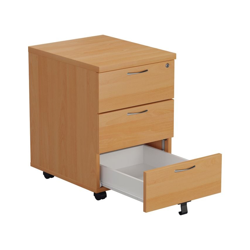 Jemini Beech 3 Drawer Mobile Pedestal Version 2 - KF74484