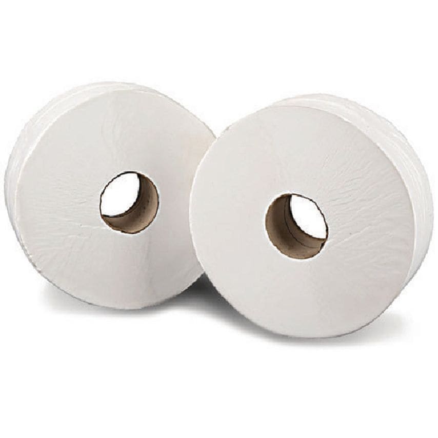 Value Product Mini Jumbo White 2-Ply Toilet Roll 150 Metres, Pack of 12 J26150