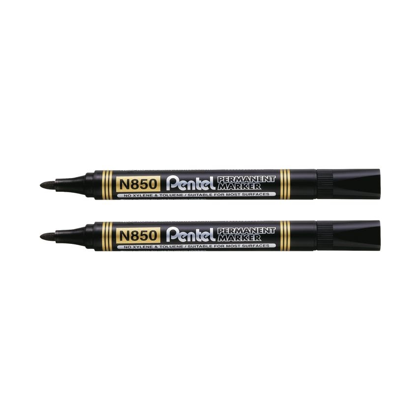 Pentel N850 Permanent Bullet Marker Black, Pack of 12 2 for 1 - PE811470