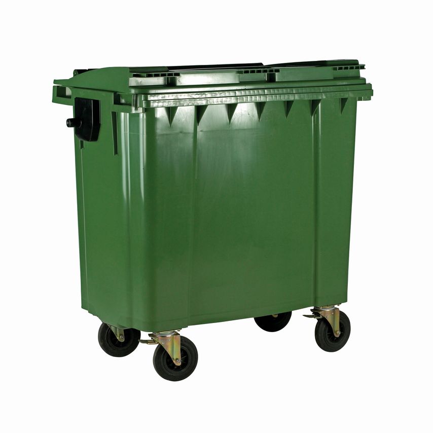 VFM Wheelie Bin with Flat Lid 1100L Green (Made of UV Stabilised Polyethylene) 3