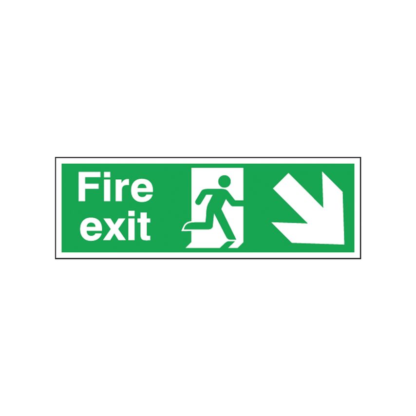 Signs & Labels Safety Sign Fire Exit Running Man Arrow Down/Right 150 x 450mm Se