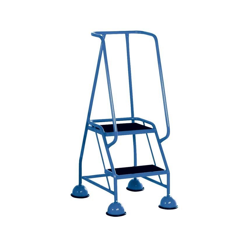 Slingsby 2 TREAD SPRING LOADED STEP, FULL HANDRAIL, RUBBER TREADS LIGHT BLUE