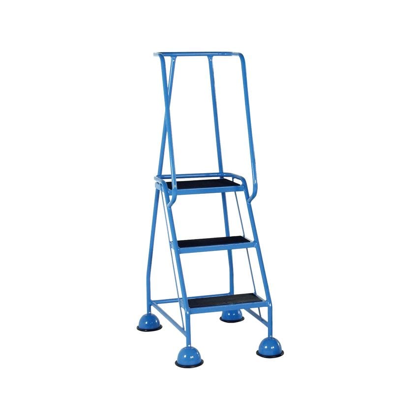 Slingsby 3 TREAD SPRING LOADED STEP, FULL HANDRAIL, RUBBER TREADS LIGHT BLUE