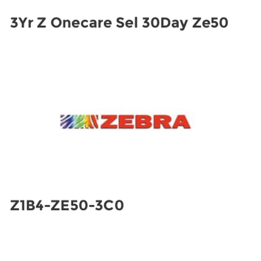 Zebra 3Yr Z Onecare Sel 30Day Ze50