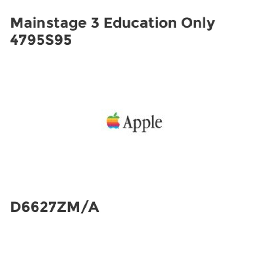 Apple Mainstage 3 Education Only 4795S95- you get 5