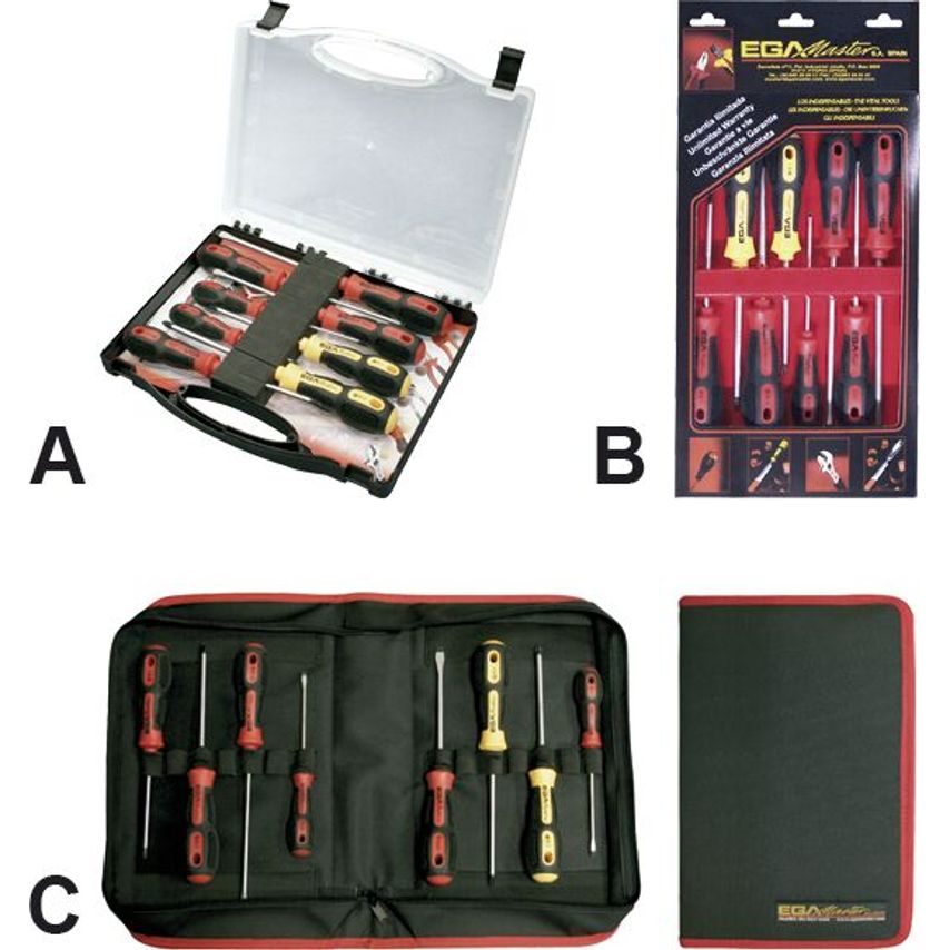 EGA Master Set of 6 Screwdrivers Slotted-ph Mastertork in Zipper Case- you get 2
