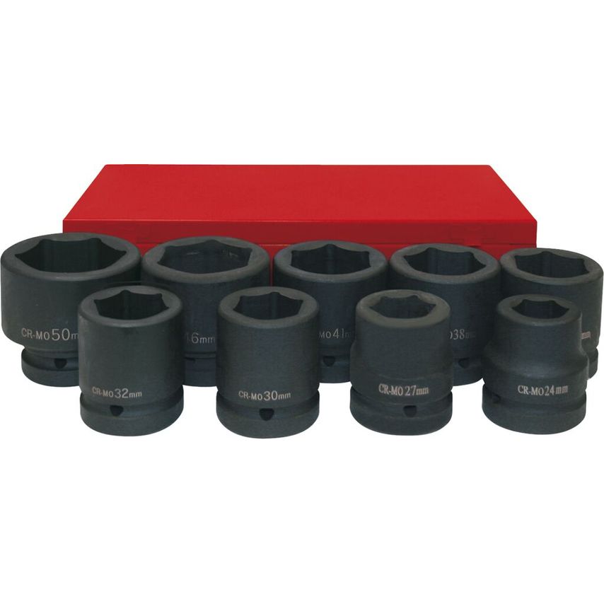EGA Master Set of 9 Impact Socket Wrenches 1" (24-50 mm) Long Series