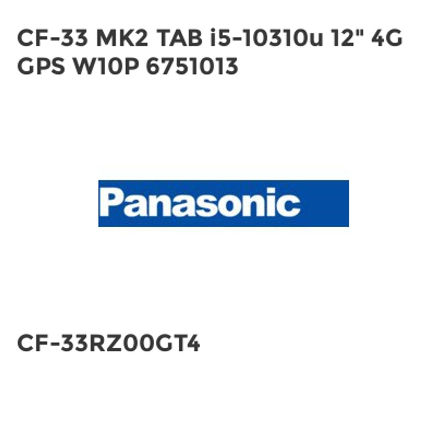Panasonic CF-33 MK2 TAB i5-10310u 12" 4G GPS W10P 6751013