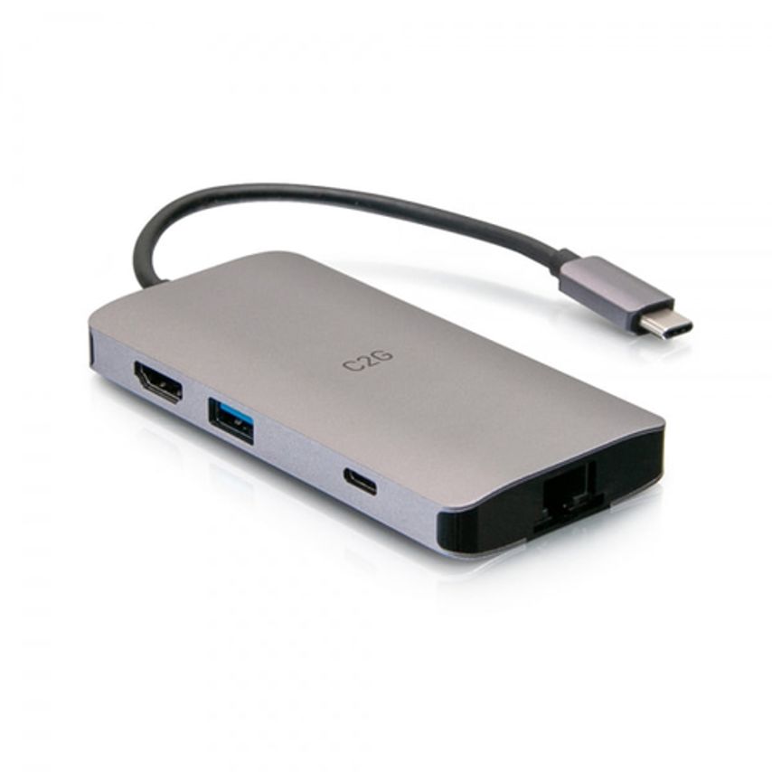 C2G USB-C 8-in-1 Mini Dock with HDMI, 2x USB-A, Ethernet, SD Card Reader, and US