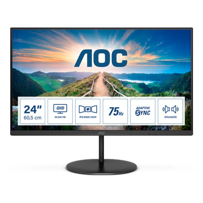 AOC Q24V4EA - 3-side frameless 23.8" IPS monitor with stunning colors and eye-fr