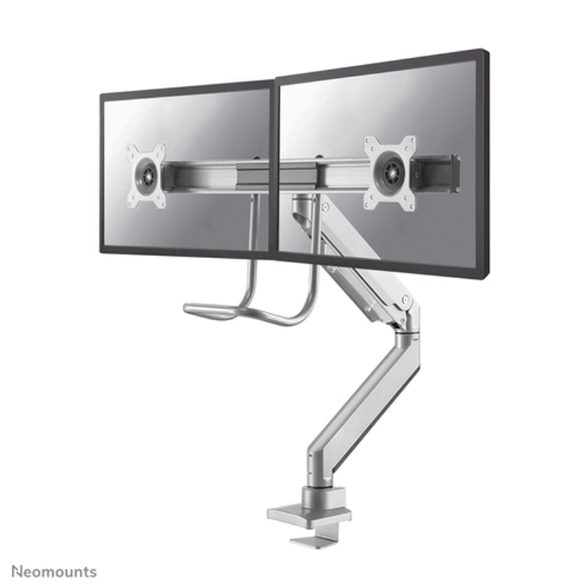 Newstar Neomounts by Select NM-D775DXSILVER Full Motion Dual Desk Mount (Clamp &