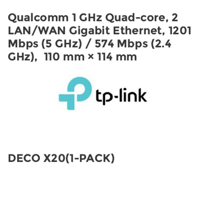 TP-Link Qualcomm 1 GHz Quad-core, 2 LAN/WAN Gigabit Ethernet, 1201 Mbps (5 GHz)/