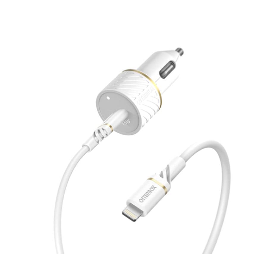OtterBox Car Charger Bundle USB C 18W USB PD + USB C-Lightning Cable 1M, Cloud D