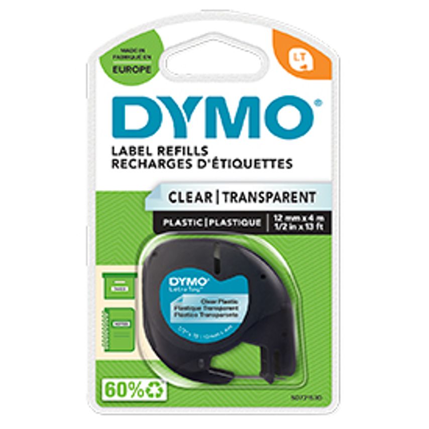 12mm X 4m Black on Plastic Tapes