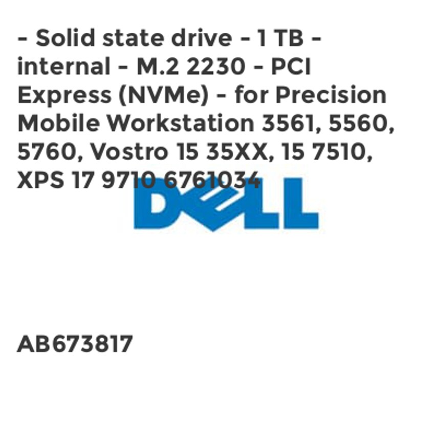 Dell - Solid state drive - 1 TB - internal - M.2 2230 - PCI Express (NVMe) - for