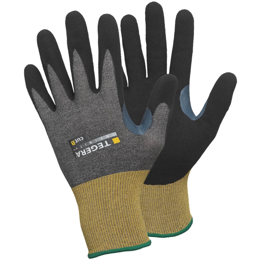 Ejendals Cut Resistant Gloves, PU Coated, Grey/Yellow Size 8- you get 6