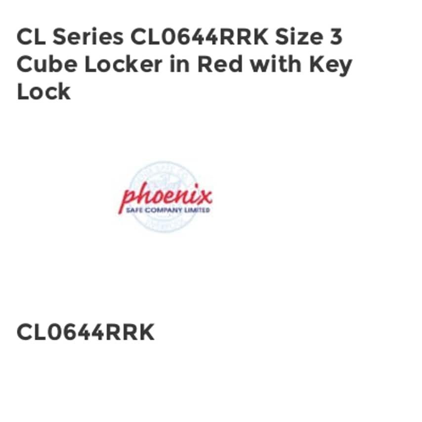 Phoenix Safe Phoenix Safe CL Series CL0644RRK Size 3 Cube Locker in Red with Key Lock