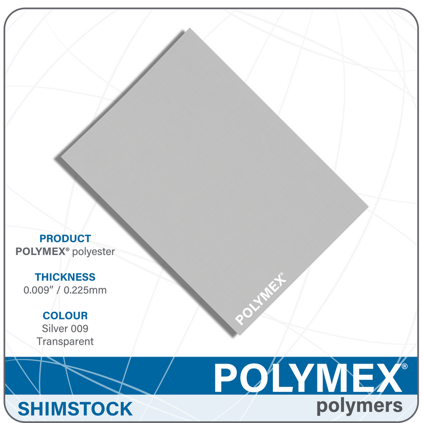Polymex Polyester Silver Shim Stock 304mm x 609mm (12" x 24") 0.225mm/0.009" Thi