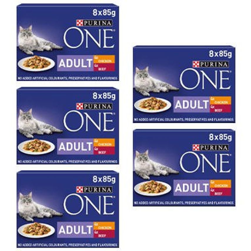 One Adult Cat Food Chicken and Beef 8x85g