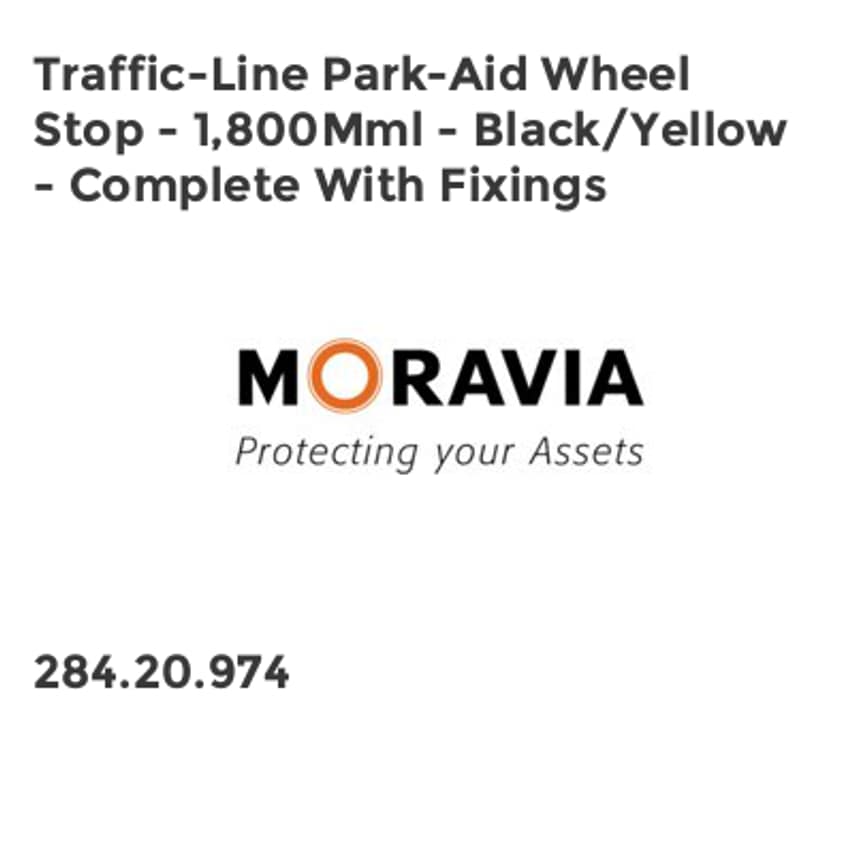 Moravia Traffic-line Park-aid Wheel Stop - 1, 800mmL - Black/Yellow - Complete w