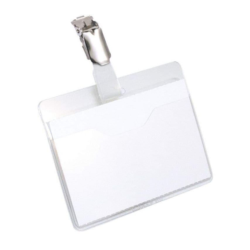 Durable Visitor Badge with Clip 60x90mm Transparent, Pack of 25