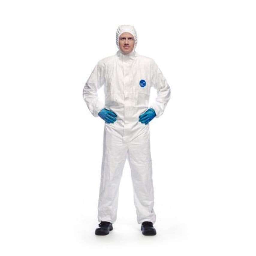 Tyvek Protech Hooded Boilersuit Disposable 2XL White Ref TBSHXXL [Pack 25]