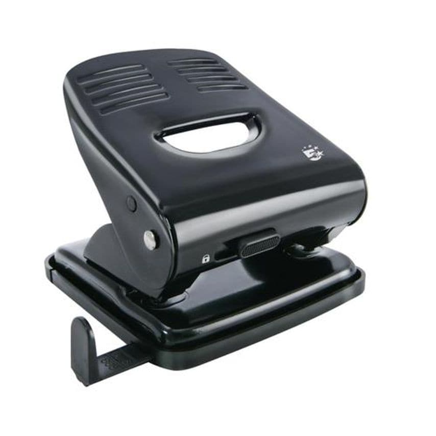 5 Star 5 Star Office Punch 2-Hole Metal with Plastic Base Capacity 30x 80gsm Bla