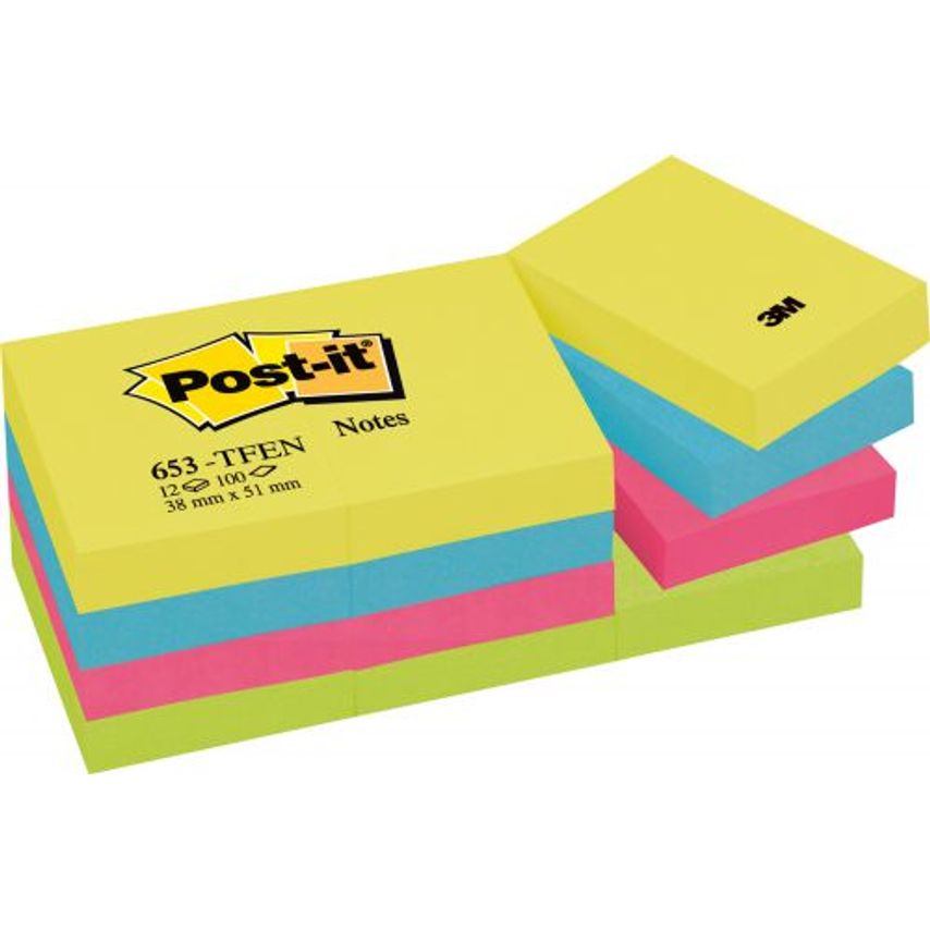 post it Notes Post-it assortis Fluo 38 x 51 Lot de 12 - 653TF