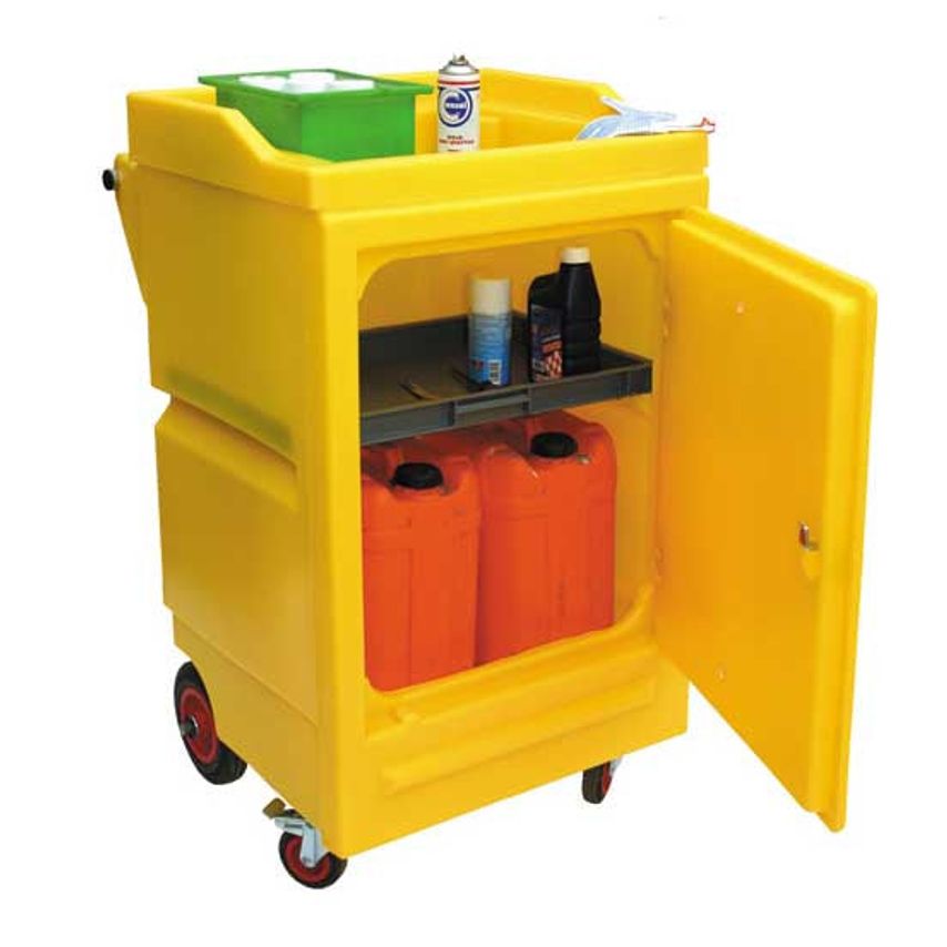 Romold Poly Work Cartridge Mobile Work Station on Wheels with Lockable Door 45L