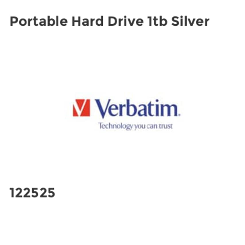 Verbatim Portable Hard Drive 1tb Silver