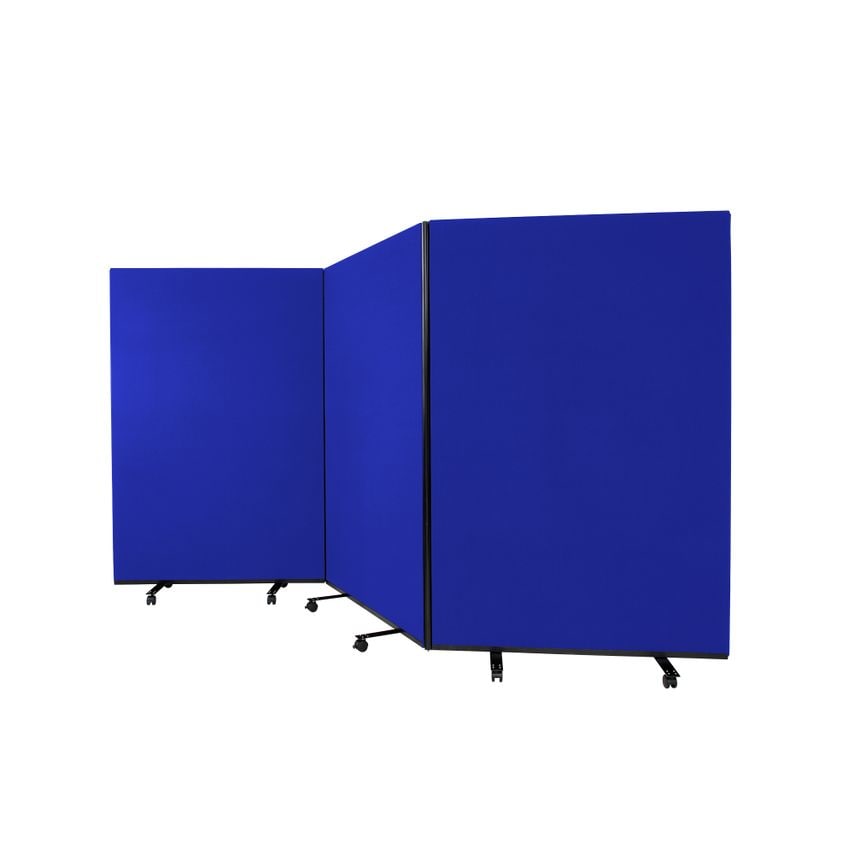 Pinewood Associates Large Mobile Triple Screen 3 set of 1200mm w x 1800mm H Woolmix Fabric Green