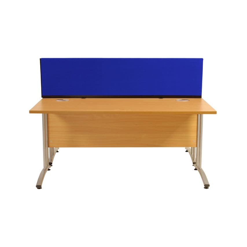 Pinewood Associates Straight Desk Mounted Partition 1200 Wide 390 Height Woolmix Fabric Blue