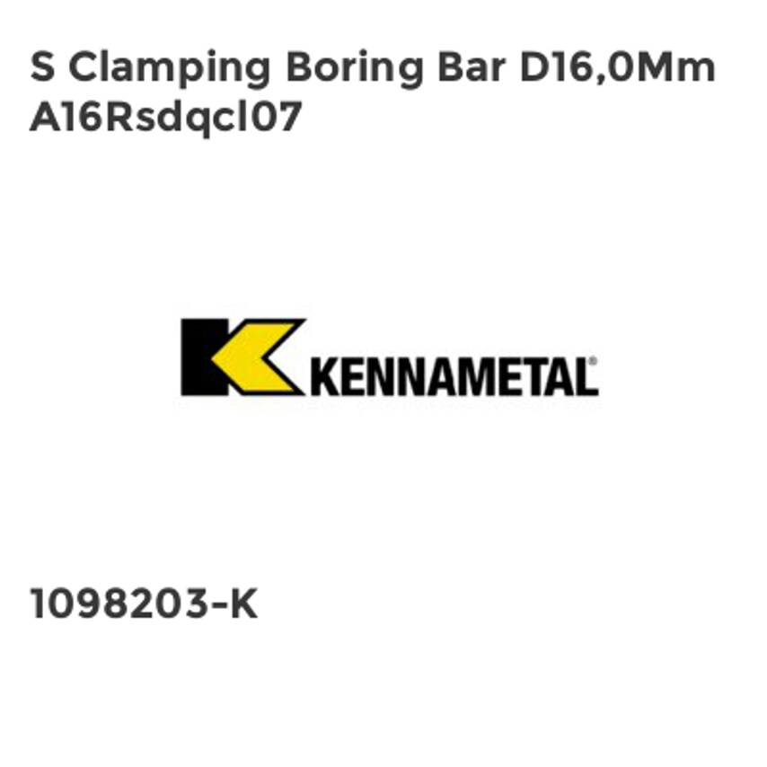 Kennametal S Clamping Boring Bar D16,0Mm A16Rsdqcl07