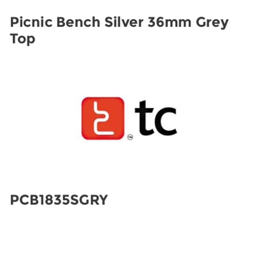 Tc Picnic Bench Silver 36mm Grey Top