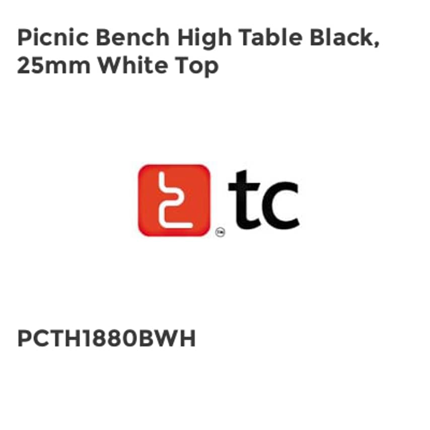 Tc Picnic Bench High Table Black, 25mm White Top